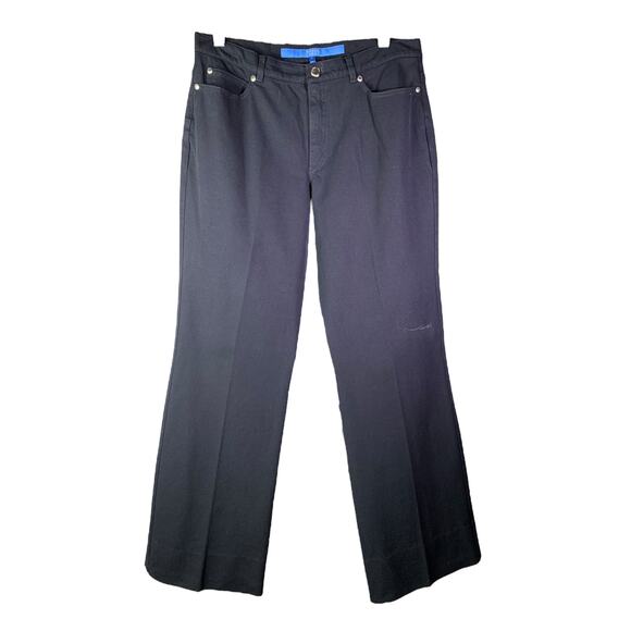 Escada Sport Pants Women 40 Navy Blue Straight Leg Cotton Jean Mid-Rise hemmed - Picture 1 of 7